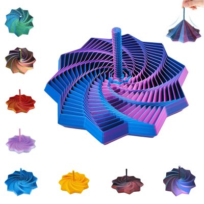 3D Printed Expanded Sensory Fidget Star - Hexagonal Spiral Fidget Toy with Handle, Colorful & Clicking Design for Anxiety Relief, Focus & Stress. Office-Friendly Adult Desk Toy. (A Type, Medium)