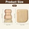 2 Pack Bamboo Dish Scrub Brush with Bamboo Pan Scraper Pot Scraper Non-Scratch Dish Scrapers Kitchen Cleaning Tools for Cast Iron Skillets, Cookware, Dishes, Pans Bowls, Plates and Pots view 2