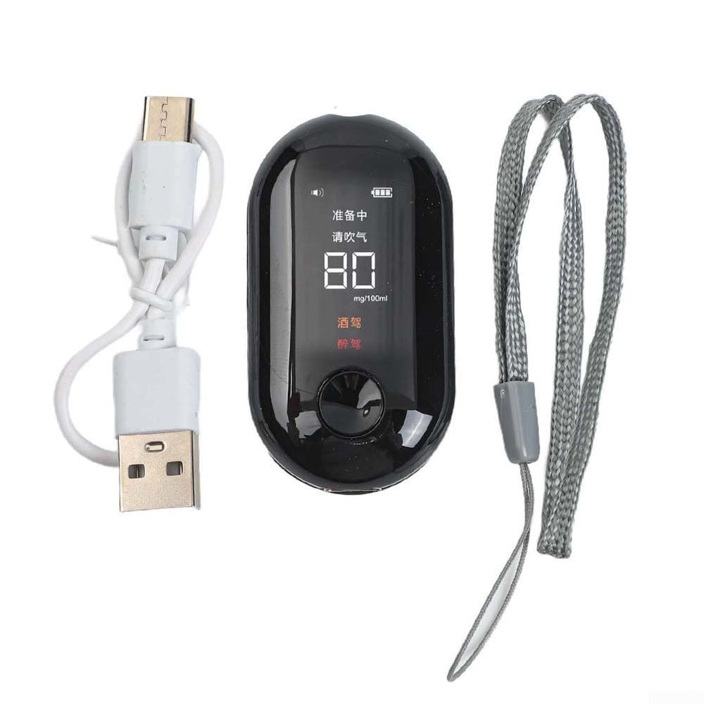 Portable Digital Tester With LCD Display/Smart Buzzer Alarm, Non-Blowing Detection For 1-200mg/100ml Measurement, Digital Breath Tester Analyzer With Type-C Charging