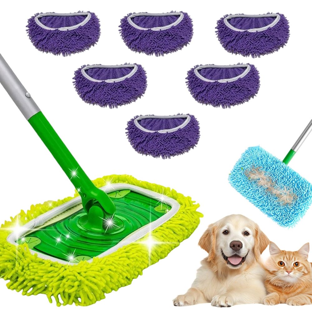 2026 New Chenille Mop Refill Pads for Home Use, Reusable Microfiber Chenille Mop Pads, Dust Mop Covers Washable Wet & Dry for Floor Cleaning & Pet Hair (6PC * E)