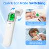 3-in-1 Ear and Forehead Thermometer for Adults Kids with Object Mode Accurate Digital Baby Thermometer Featuri ANG Fever Alarm LCD Screen Silent Mode with Storage Bag White view 4