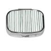 Watercolor Preppy Sage Green Stripes Pattern Pill Box Square Metal Pill Case with 2 Compartment Travel Pill Organizer for Vitamins Medication view 1