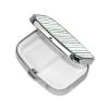 Watercolor Preppy Sage Green Stripes Pattern Pill Box Square Metal Pill Case with 2 Compartment Travel Pill Organizer for Vitamins Medication view 2