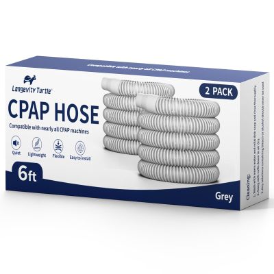 2 Pack CPAP Hose, Universal CPAP Tubing 6 Foot (72") Standard 22mm CPAP Tube Compatible with Most CPAP Machines, Flexible, Lightweight, Durable CPAP Supplies & Accessories, Gray