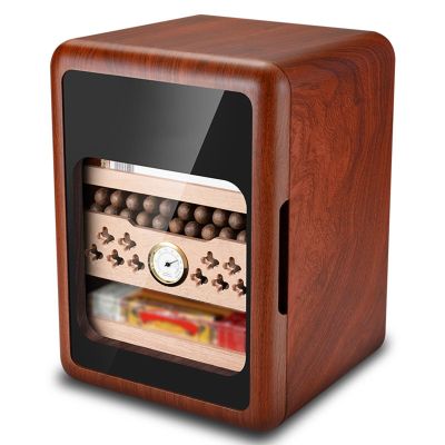 21L Cigar Humidor Desktop Cigar Cabinet LED Light Control System with Cedar Wood Shelves, Hygrometer & Humidifiers for 200 Cigars