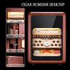 21L Cigar Humidor Desktop Cigar Cabinet LED Light Control System with Cedar Wood Shelves, Hygrometer & Humidifiers for 200 Cigars view 2