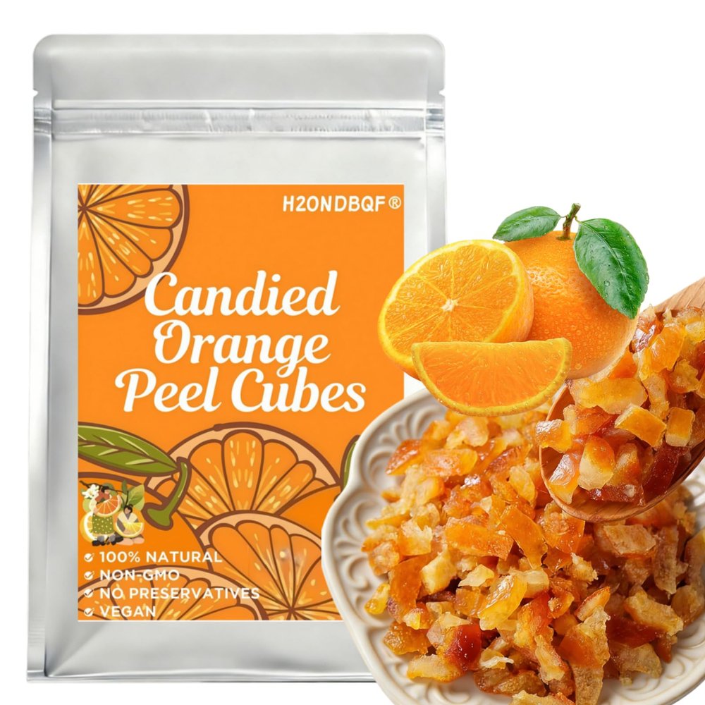 10.58oz | Premium Candied Orange Peel Dices Sweet & Zesty Citrus Bits for Baking, Breads, Cookies & Fruitcakes | Ready-to-Use Diced Orange Peel for Cooking, Garnish, Tea & Desserts
