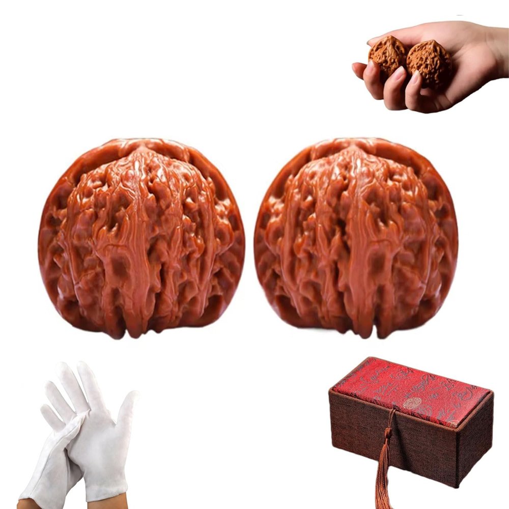 2Pcs Chinese Walnuts Fidget, 2026 New Chinese Wenwan Walnuts, Hand Training Massage Stress Relief Balls for Relaxation Focus & Gifts (B)