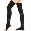 20-30 mmHg Thigh High Compression Stockings for Women, Open Toe with Stay-Up Dot-Top - Relief for Varicose Veins, DVT, Swelling, Pregnancy & Travel, Black, 4X-Large view 1