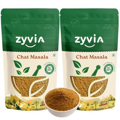 Zyvia Unpolished Chat Masala 100% Organic Spice Blend for Indian Snacks, No Preservatives. (8.8 Ounce (Pack of 2))
