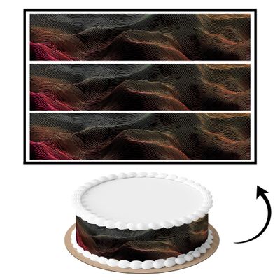 3 pcs Smoky Abstract Waves Cake Strips Edible birthday cake strips, cake side borders, Icing Sheets 2.7X11.8