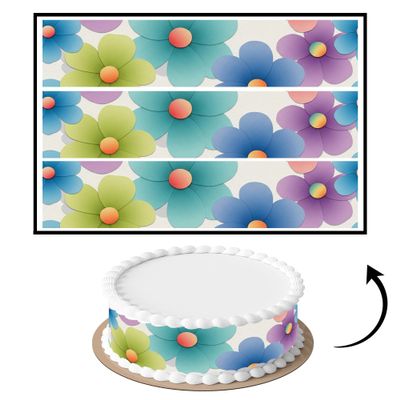 3 pcs Modern Floral Shapes Cake Strips Edible birthday cake strips, cake side borders, Icing Sheets 2.7X11.8
