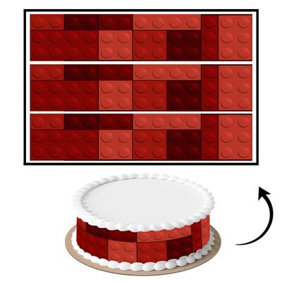 3 pcs Bricks Dark Red Cake Strips Edible birthday cake strips, cake side borders, Icing Sheets 2.7X11.8
