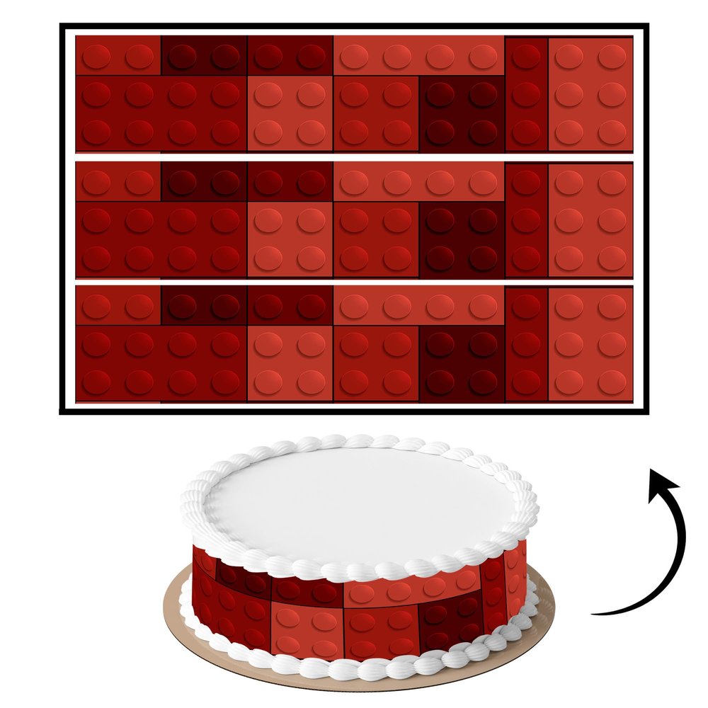 3 pcs Bricks Dark Red Cake Strips Edible birthday cake strips, cake side borders, Icing Sheets 2.7X11.8