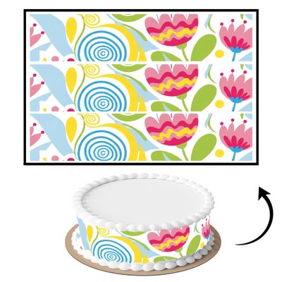 3 pcs Whimsical Floral Shapes Cake Strips Edible birthday cake strips, cake side borders, Icing Sheets 2.7X11.8
