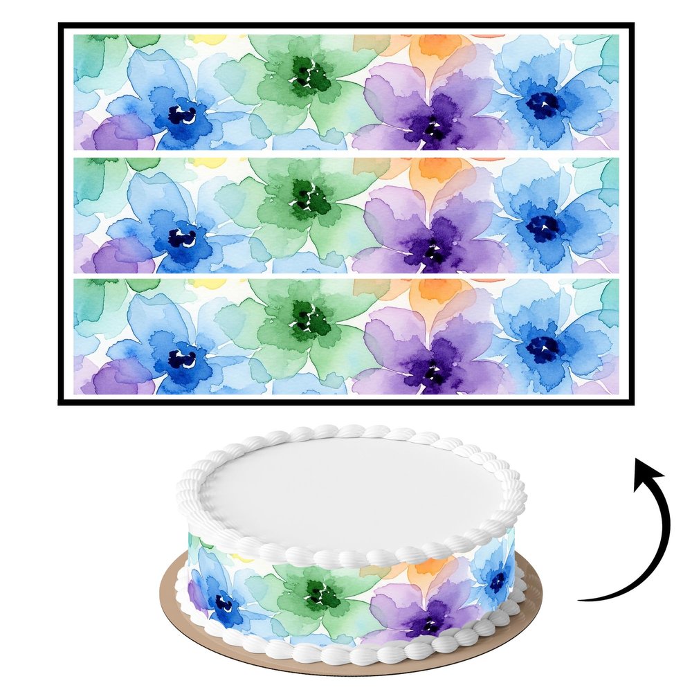 3 pcs Blue Marble Texture Cake Strips Edible birthday cake strips, cake side borders, Icing Sheets 2.7X11.8
