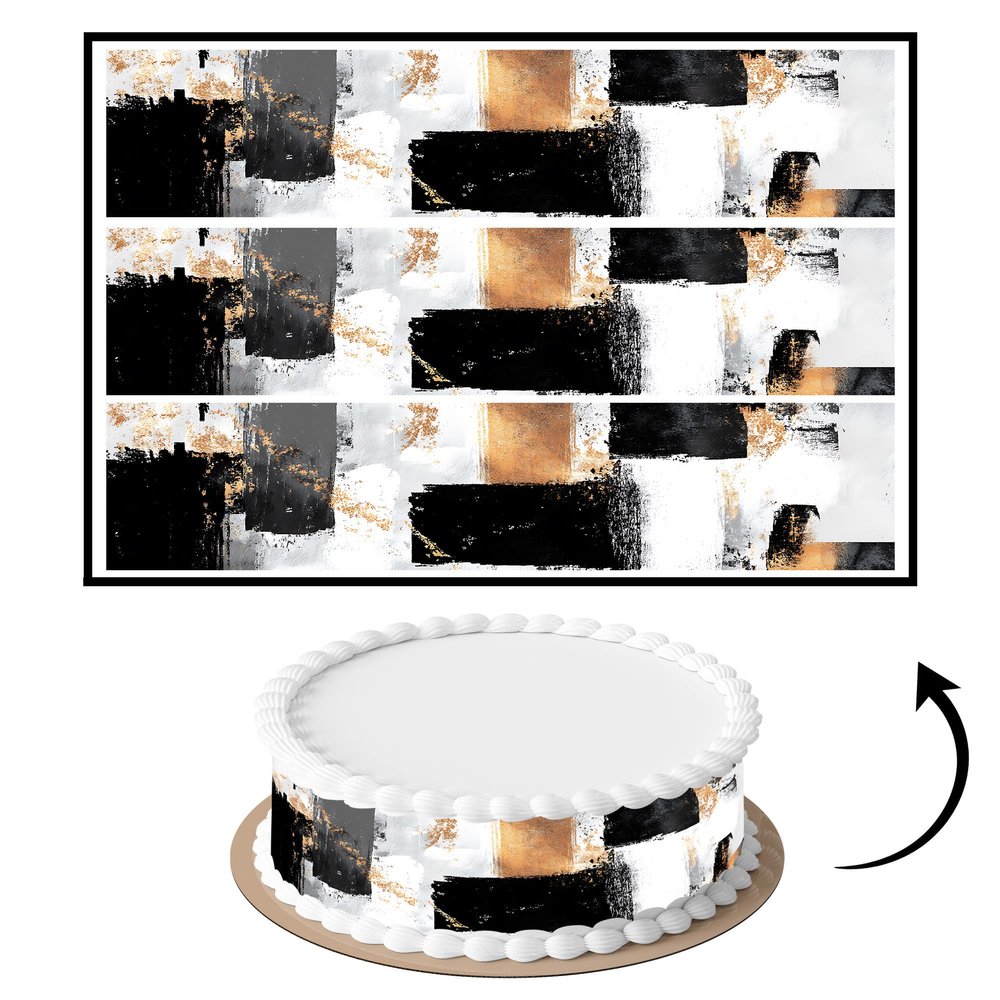 3 pcs Fragmented Urban Blocks Cake Strips Edible birthday cake strips, cake side borders, Icing Sheets 2.7X11.8