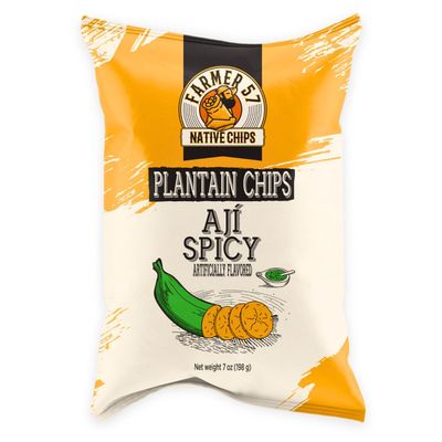 Farmer 57 Native Chips Aji Spicy Plantain Chips 7oz, 1-Pack Kosher & Gluten-Free Healthy Snack for Work, Home & On-the-Go, Kettle-Cooked in Sunflower Oil
