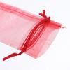 ORFOFE 20pcs Organza Drawstring Bags for Fan Storage, Mesh Pouches with Satin Ribbon, 6x26cm Sheer Wedding Favor Bags in Burgundy, Lake Blue, Grass Green, White Party, Jewelry, Candy view 3