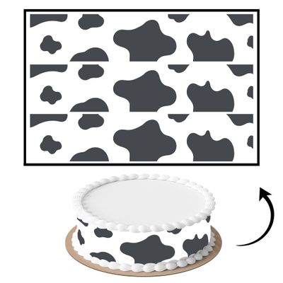 3 pcs Gray Cow Pattern Cake Strips Edible birthday cake strips, cake side borders, Icing Sheets 2.7X11.8