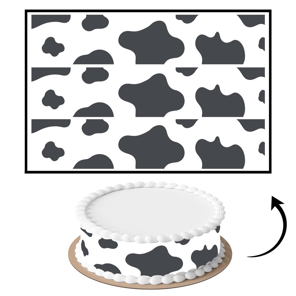 3 pcs Gray Cow Pattern Cake Strips Edible birthday cake strips, cake side borders, Icing Sheets 2.7X11.8