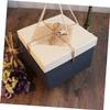 Abaodam Square Birthday Box with Ribbon, Small 19x19x14cm Paperboard Shirt and Scarf Packaging Case, Blue Bottom White Burlap Lid, Present Wrapping for Party and Celebration view 3