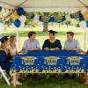 ZRLABL Graduation Season Blue & Gold Tablecloth Congrats Grad Party Decor(Blue&Gold-Tablecloth) view 2