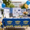 ZRLABL Graduation Season Blue & Gold Tablecloth Congrats Grad Party Decor(Blue&Gold-Tablecloth) view 4