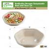 EcoQuality 47oz Hexagon Compostable Bowl with Clear Lid Disposable Fiber Food Bowl for Hot and Cold Meals, Eco Friendly Serving Container for Office, Travel, Catering, Party and Events (100) view 2