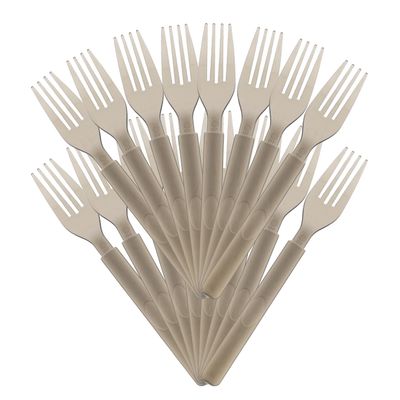 INOOMP 50pcs Individually Wrapped Thickened Dessert Cake Forks, 18cm Dark Gray Disposable Party Tableware Forks for Mousse Cake and Appetizers