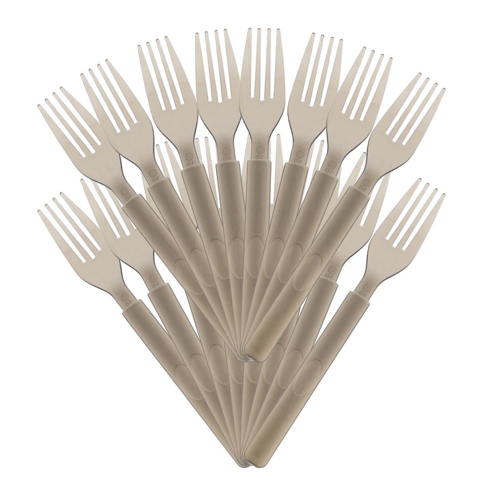 INOOMP 50pcs Individually Wrapped Thickened Dessert Cake Forks, 18cm Dark Gray Disposable Party Tableware Forks for Mousse Cake and Appetizers