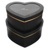 LALADEFIEE Heart Shaped Paper Flower Boxes Set of 2 Black Nesting Boxes with Lids for Valentines Day Floral Arrangements Bridesmaid Proposal Perfume Packaging view 1