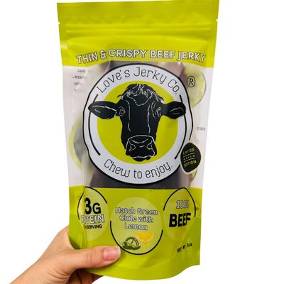 Hatch Green Chile & Lemon Ponzu Beef Jerky, Limited Edition, Thin Crispy Slices, 100% Beef (1.5 oz)