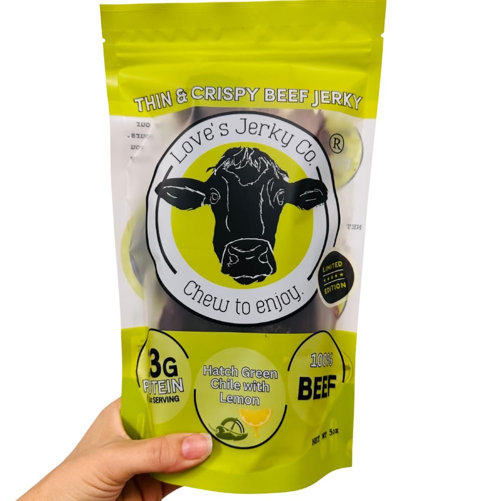 Hatch Green Chile & Lemon Ponzu Beef Jerky, Limited Edition, Thin Crispy Slices, 100% Beef (1.5 oz)