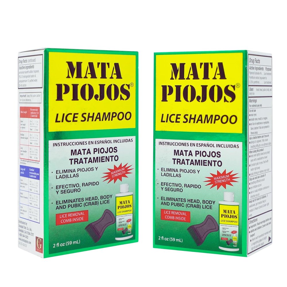 Mata Piojos Lice Shampoo, Maximum Strength Treatment, 2-Pack