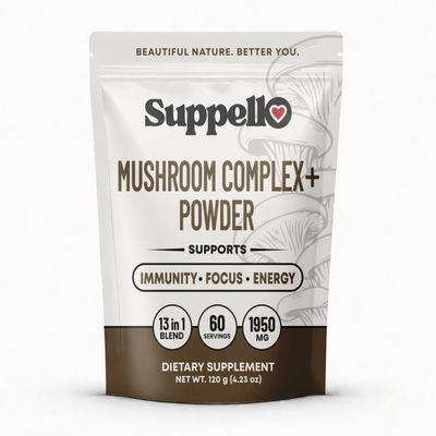 Suppello Mushroom Complex+ Powder with Adaptogens, 13-in-1 Blend