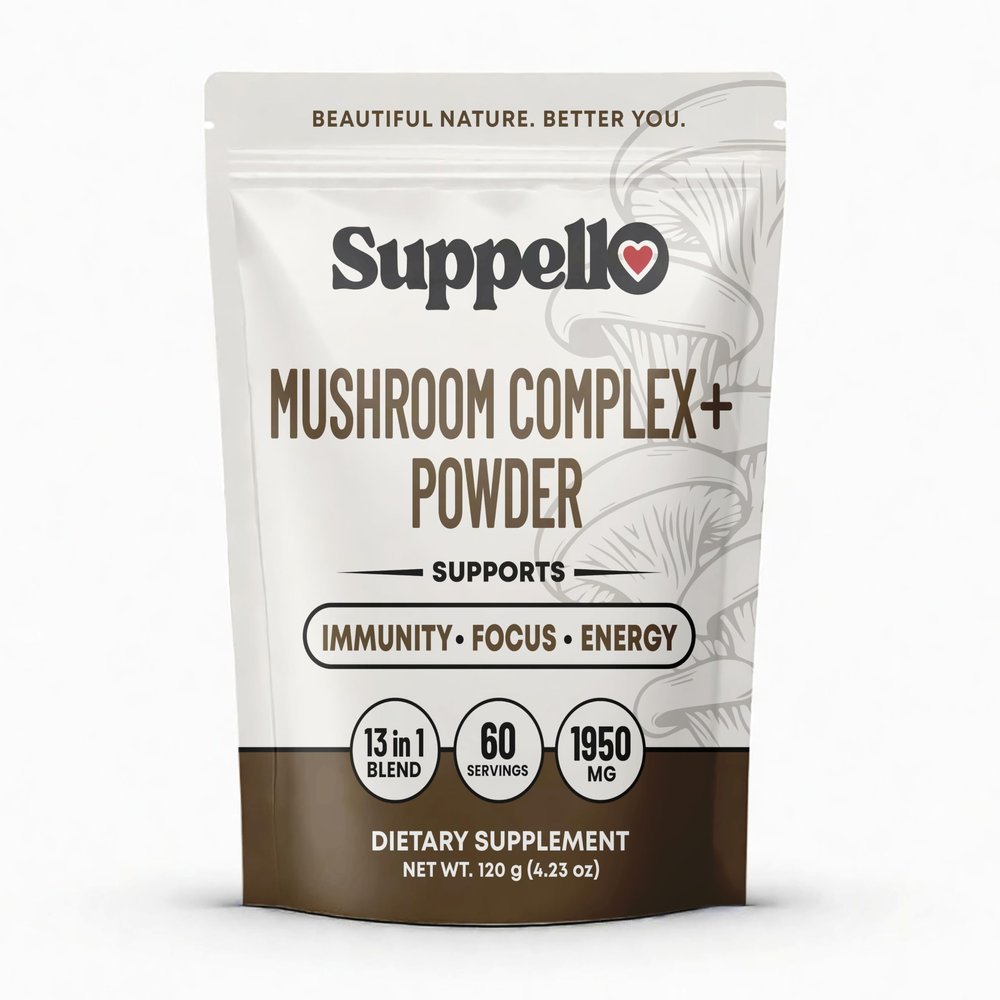Suppello Mushroom Complex+ Powder with Adaptogens, 13-in-1 Blend