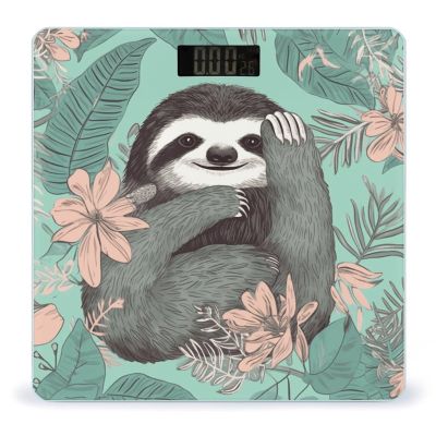 Animal Sloth Mint Green Digital Bathroom Scale for Body Weight Weighing Scale with Backlit LCD Display High Precision Measurements & Measures Weight Up to 180kg