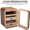 Luxury Cedar Wood Cigar Humidor Glass Lid Display Digital Hygrometer 4 Drawers Hold 110 Cigars Executive Storage Box(Black) view 4