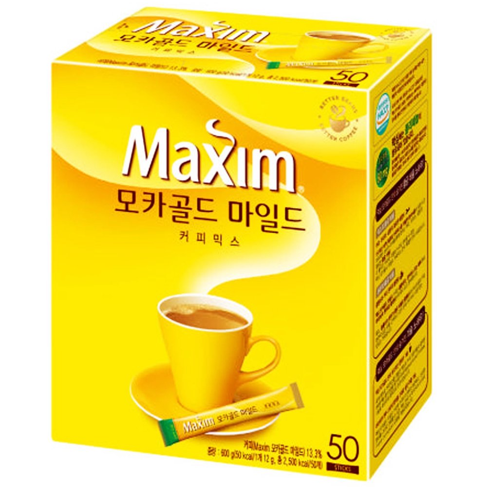 Mocha Gold Mild Instant Coffee Mix Sticks, Smooth & Rich Taste, Coconut Oil Creamer, Korean Style Coffee for Camping, Office, Travel - 50 Count 12g (0.42 oz) Each