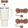 2Pcs Brown Bow Silicone Straw Cover for 10mm Straw Covers Cap for Stanley Cup Accessories, Cute Straw Topper for Tumblers Straw Cap Stopper for Reusable Straws Tip Lids view 1