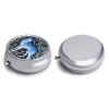 Blue Wolf Print Small Pill Case Round Weekly Pills Organizer with Mirror 3 Compartments Portable Travel Daily Pills Container Cute Pill Box for Fish Oil Supplement view 3