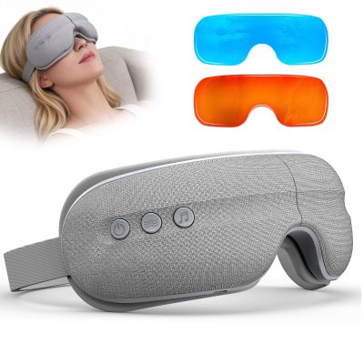 Eye Massager with Heat and Cooling, 5 Massage Modes for Eye Dry Fatigure and Migraines Relief, Lightweight Foldable for Office Home Travel Stress Relief, Mothers Day Birthday Gift for Mom Women (Grey)