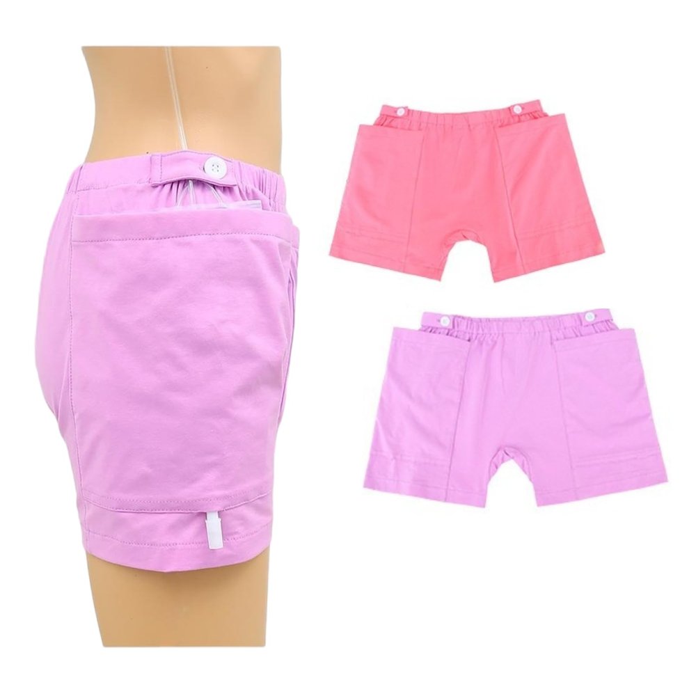 Women's Urine Bag Shorts, Nephrostomy Drainage Underwear with Pockets, Catheter Trousers for Incontinence Care, Comfortable &
