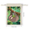 VIDI 8 PCS Sloth Drawstring Gift Bags Cotton Linen Party Favors Bags Reusable Burlap Bags for Decorated Event Holiday Party Favors, Wedding Favors view 2