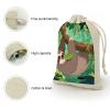 VIDI 8 PCS Sloth Drawstring Gift Bags Cotton Linen Party Favors Bags Reusable Burlap Bags for Decorated Event Holiday Party Favors, Wedding Favors view 3