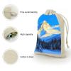 VIDI 8 PCS Snowy Mountain Drawstring Gift Bags Cotton Linen Party Favors Bags Reusable Burlap Bags for Decorated Event Holiday Party Favors, Wedding Favors view 3