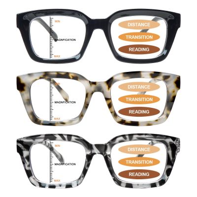 Lirbbur 3 Pack Multifocus Progressive Reading Glasses for Women/Men Computer Readers Blue Light Blocking With Spring Hinge (3 Mix, 1.75, x)