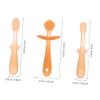 DIYEAH Silicone Toothbrush Set 3pcs with Tongue Cleaner for Newborn Oral Care, Soft Toothbrushes in Warm Orange for Mouth Cleaning view 2