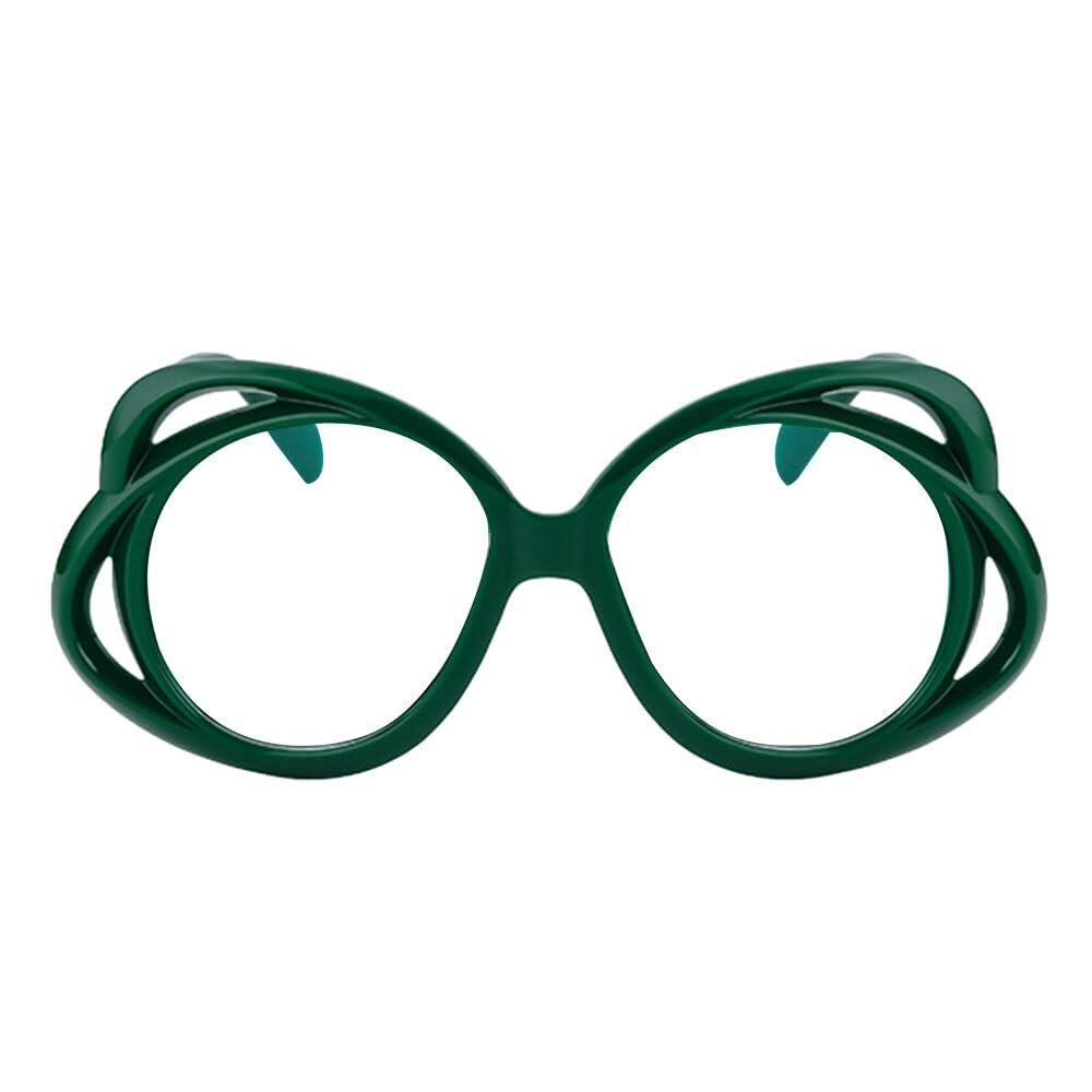 AOOLIA Oversized Round Women Eyewear, Stylish Large Blue Light Blocking Glasses, Anti-UV Anti-fatigue Eyeglasses (Green)